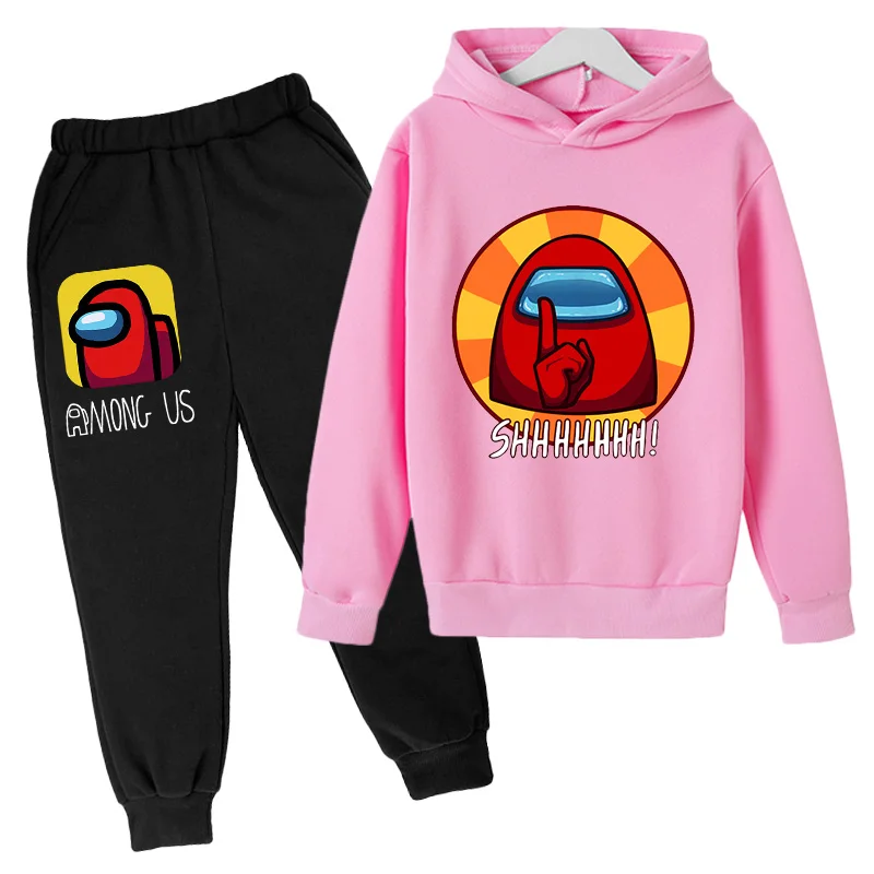 

Little girl's suit among us anime sweatshirt spring polyester cotton fleece hoodie + pants hip-hop super kids top 4-14 years old