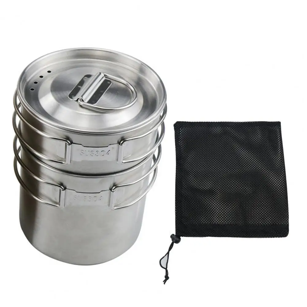 

Camping 304 stainless steel picnic mug set beer mug convenient folding handle water glass portable outdoor tableware
