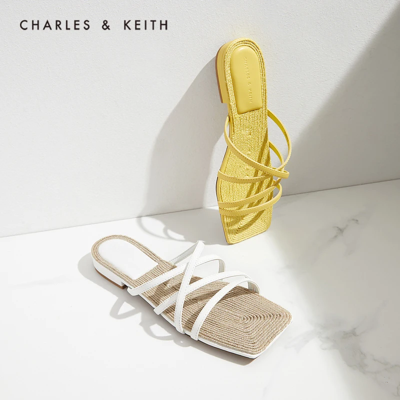 

CHARLES＆KEITH Новинка на летом 2021 CK1-70900309 Женские сандалии на низком каблуке с тонким ремешком и квадратным носком