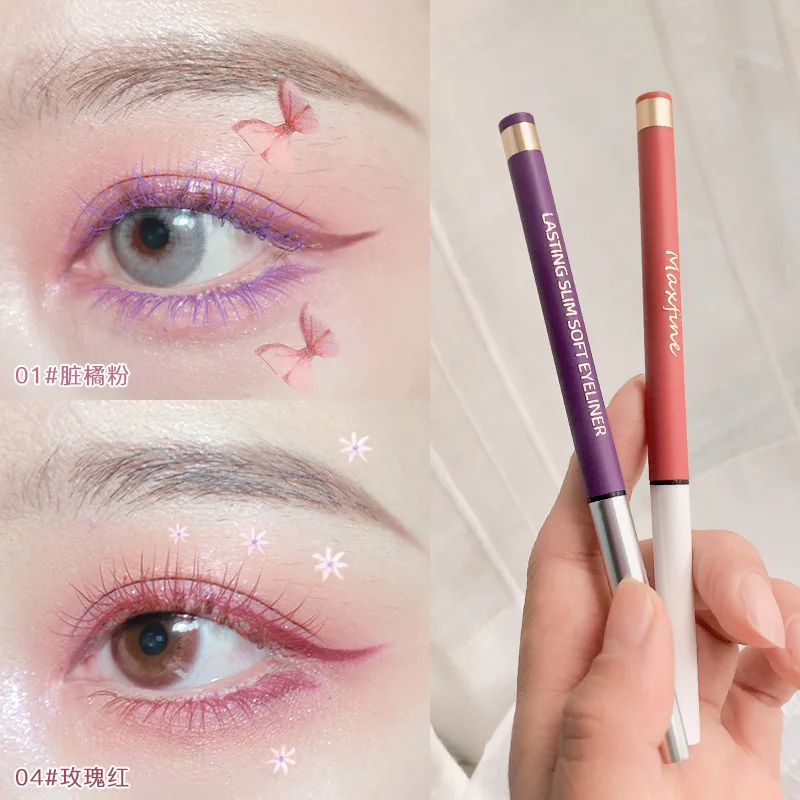 

2021 MAXFine New Web Celebrity Not Easy To Stain Brown Black Brick Red Without Makeup Beginner Color Eyeliner Glue Pen