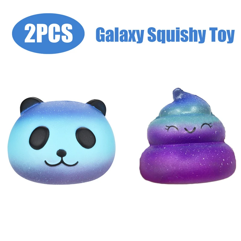 

2PCS Galaxy Panda & Poo galaxy squishy Squeeze soft Squishy Slow Rising Relieve stress Squeeze Elastic PU Kids Toys A40