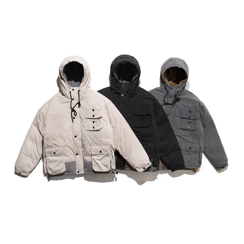 

Winter clothing new Japanese loose wild hooded cotton clothes boys trend personality simple color matching cotton coat