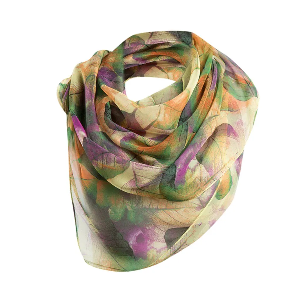 2019 роскошный бренд женский новый шарф листья узор квадратный платок длинный и