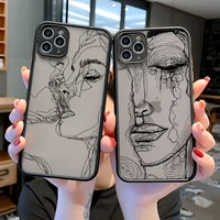 funny abstract women face line kiss art hard pc phone case for iphone 12 11 pro max xs max xs xr 7 8 plus 6s se 2020 back cover