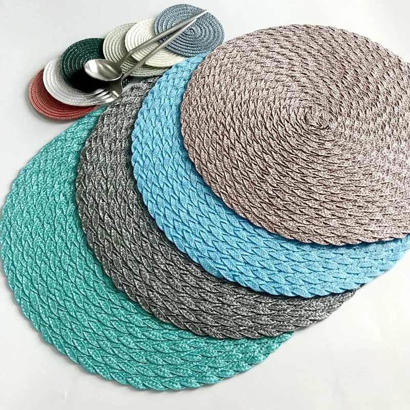 

1pcs PP Dining Table Mat Woven Placemat Pad Heat Resistant Bowls Coffee Cups Coaster Tableware Mat For Home Kitchen Party Supply