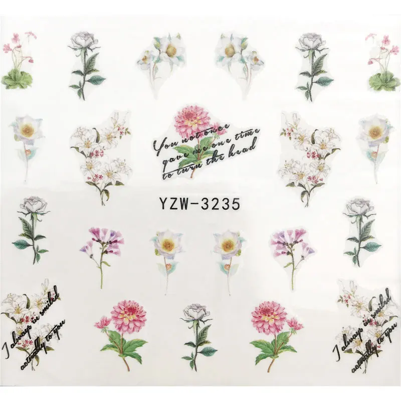 Spring Summer Sticker Animal Design Nail Sticker Flower Floral Sticker Manicures Tools Water Decals Transfers Nail Art Fashion