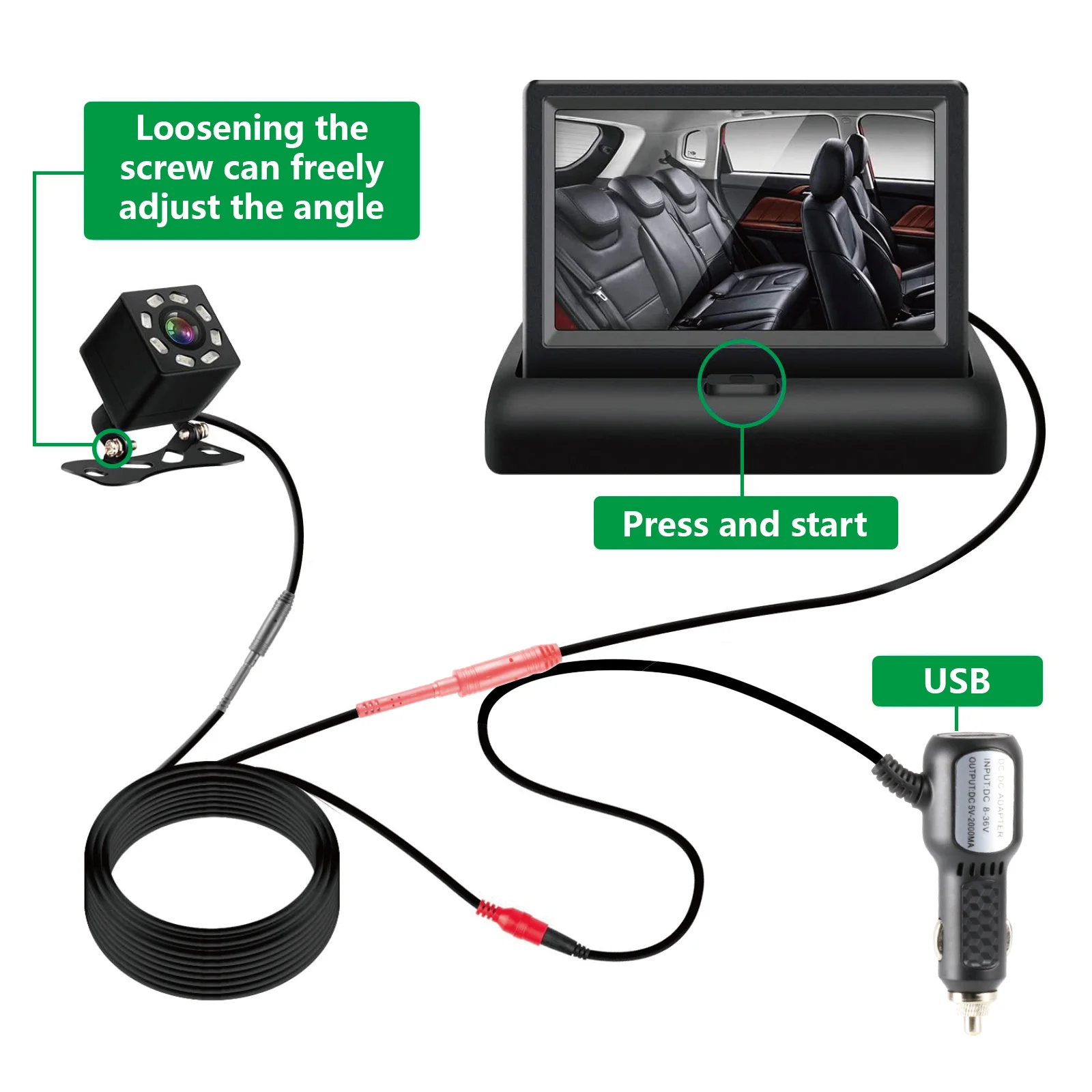 

4.3 inch Baby Car Mirror Monitor HD Night Vision Function Car Mirror Display TFT LCD screen Reversing Parking Monitor