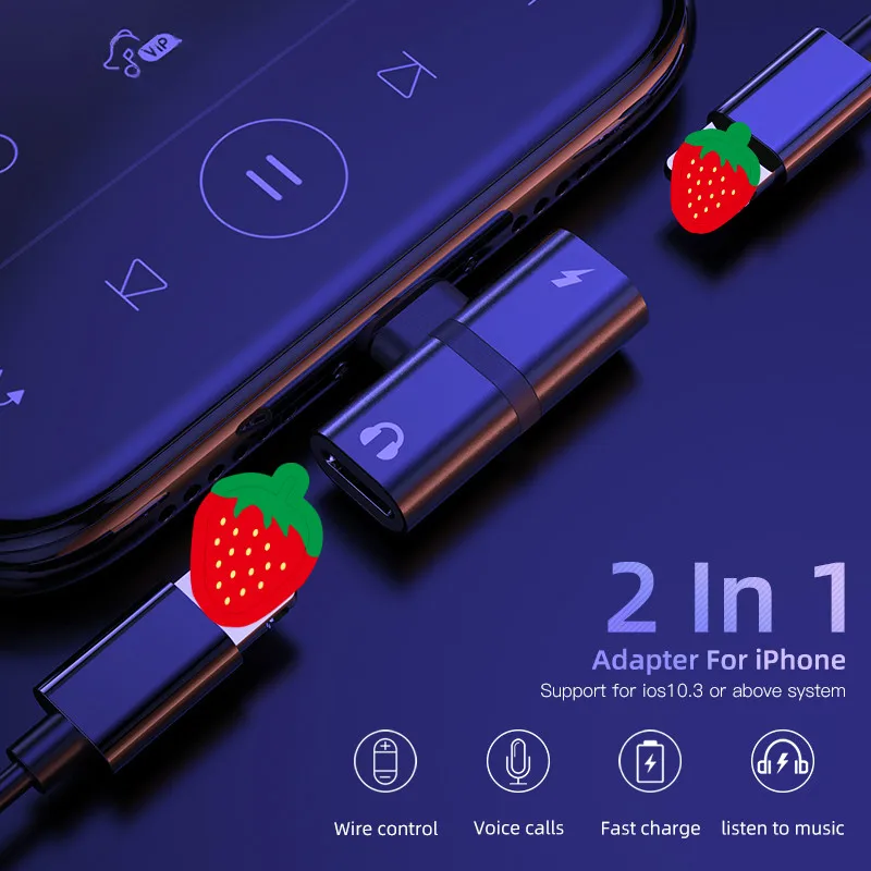 Адаптер для наушников Два в одном 3 5 мм подходит iphone XS 11 pro MAX XR 7x8 Plus|Переходники и