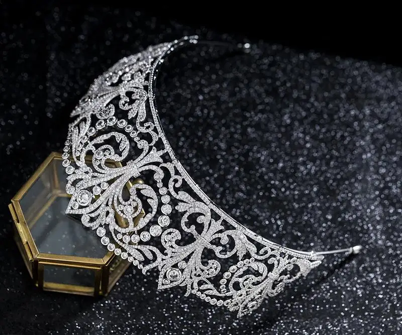 Тиары и короны серебряного цвета с фианитом AAA диадемы для вечернего платья