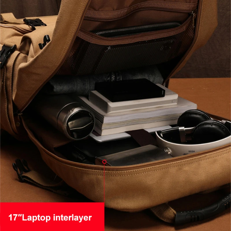 50L 80L Large Capacity Men Backpack Outdoor Canvas Luggage Bags Women Travel Trekking Camping Mountaineering Package XA896M