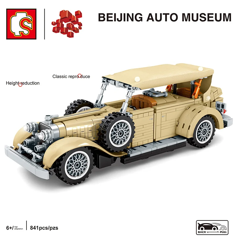 

High-Tech Series Building Blocks Bricks Pull Back Racing Classic Car Model Educational Toys Assembled DIY Birthday Gifts