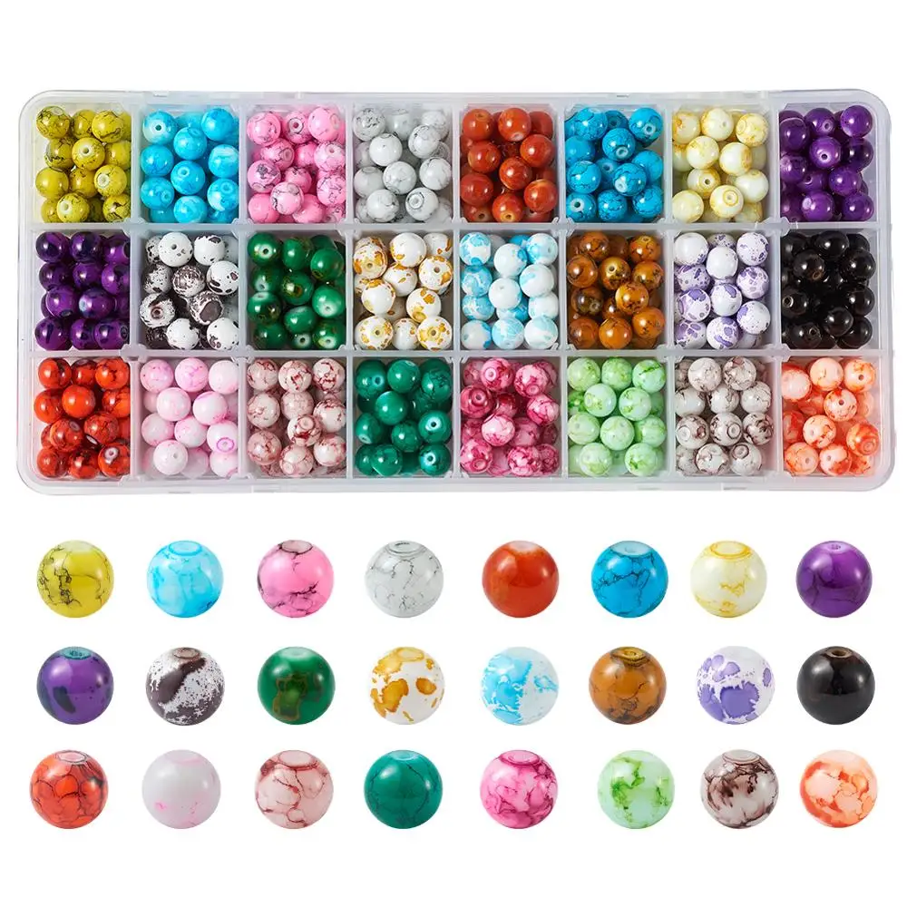 

720pcs/1Box 8mm Glass Spacer Beads for Jewelry Making DIY Handmade Bracelet Wholesale Earring Round Mixed Color