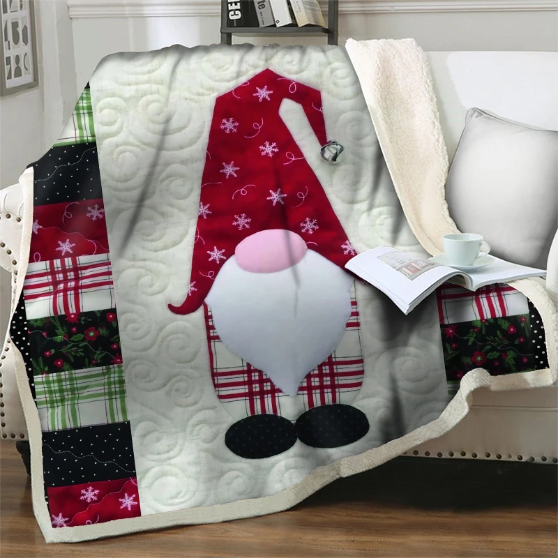 

Cute Santa Claus 3D Print Plush Fleece Throw Blanket Fashion Merry Christmas Quilts Home Office Washable Kids Sherpa Nap Blanket