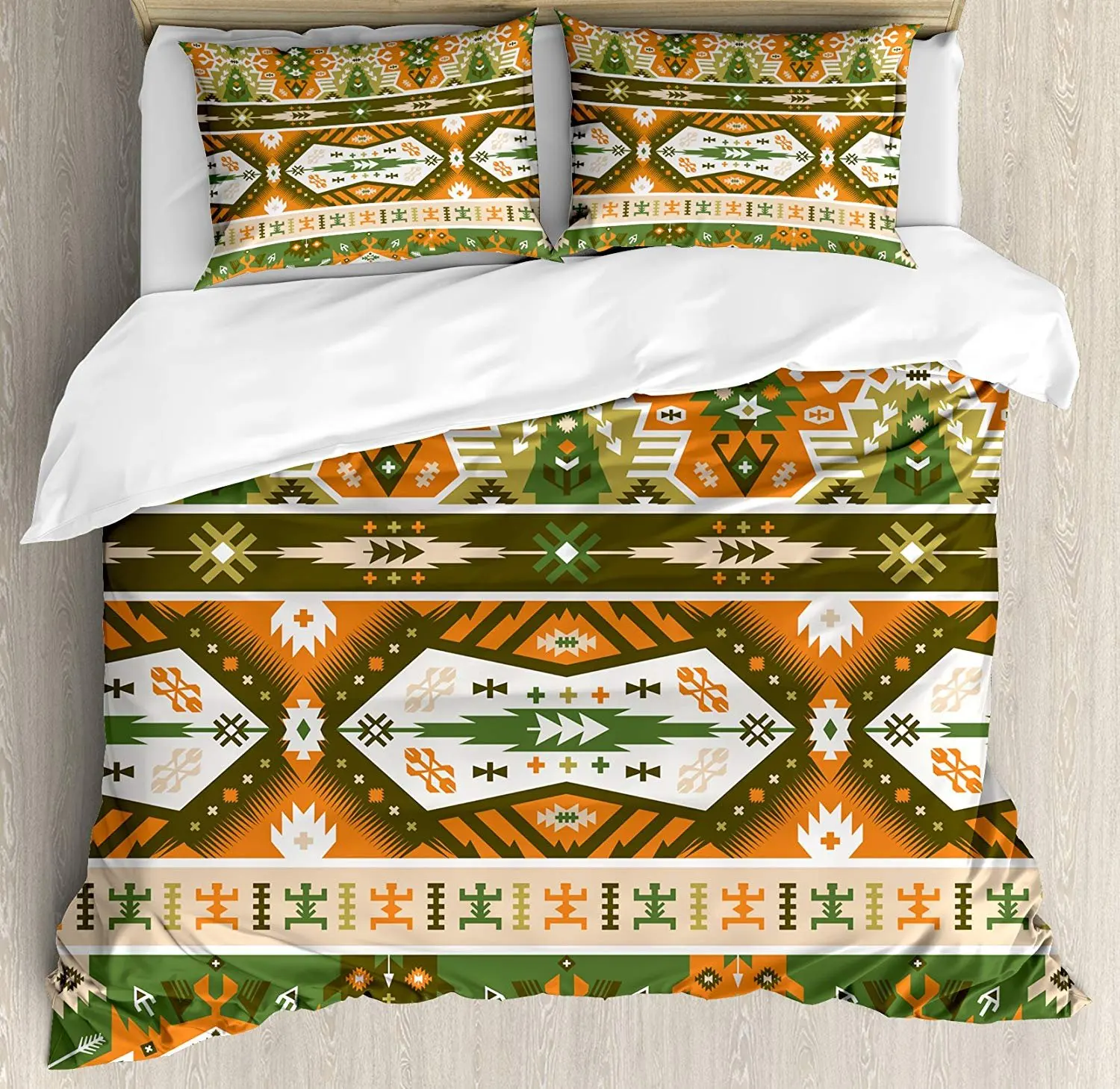 

Tribal Bedding Set Vector Design with Tattoo Aztec Mayan Culture Style Stripes Shapes Print Pillowcases Quilt Cover For Home