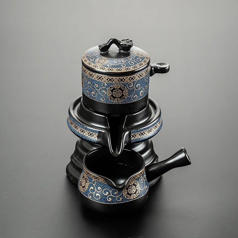 

Керамический полуавтоматический чайный набор, поворотная чаша с поворотным покрытием воды, чайник для чая, чайный набор кунг-фу