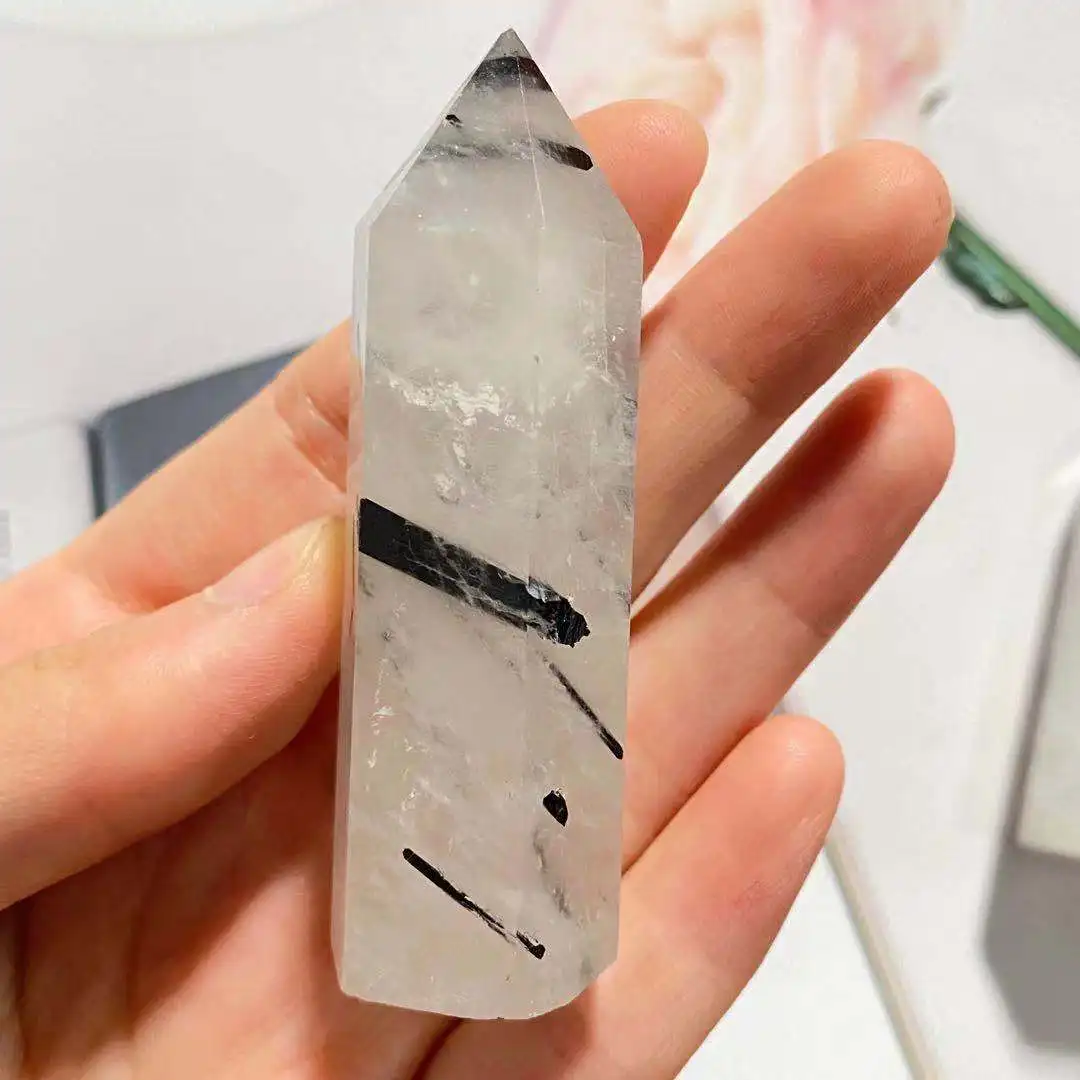 

NATURAL BLACK TOURMALINE STONE COLUMN CRYSTAL ENERGY COLUMN 60-80G