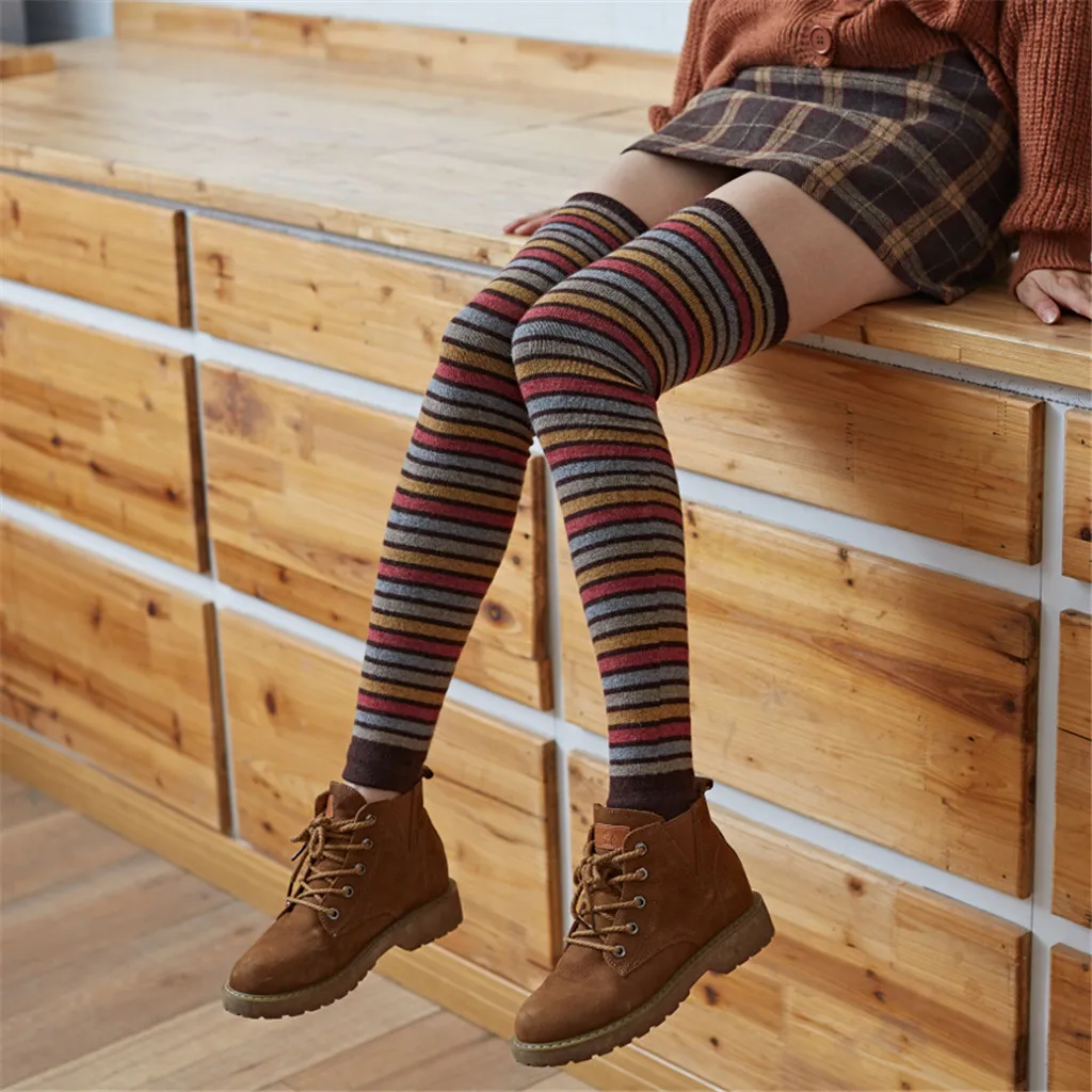 Осенне зимние женские вязаные чулки гетры кружевные леггинсы теплые #4|Чулки| |