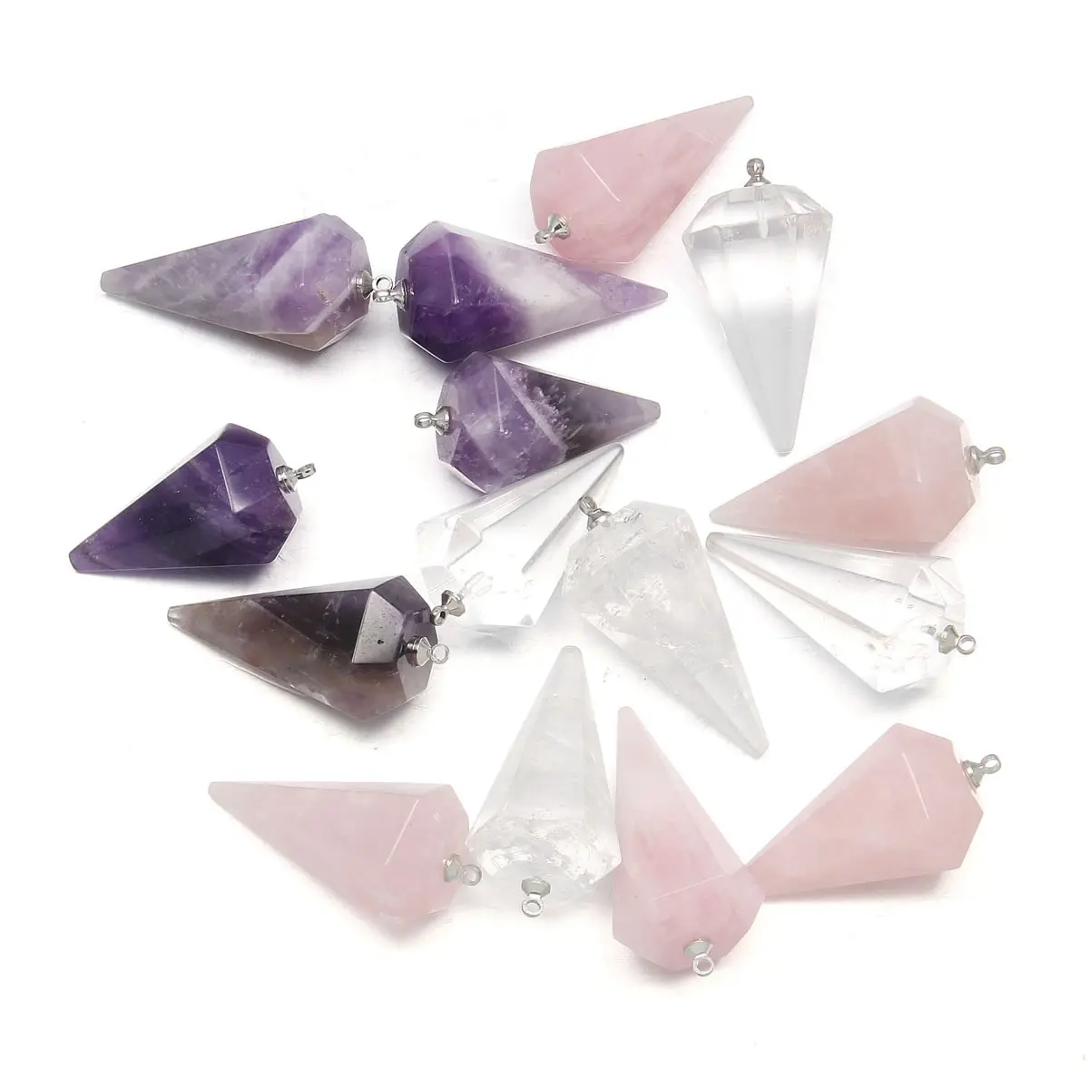 1 шт. Подвеска из натурального камня аметиста подвеска в виде шестиугольной