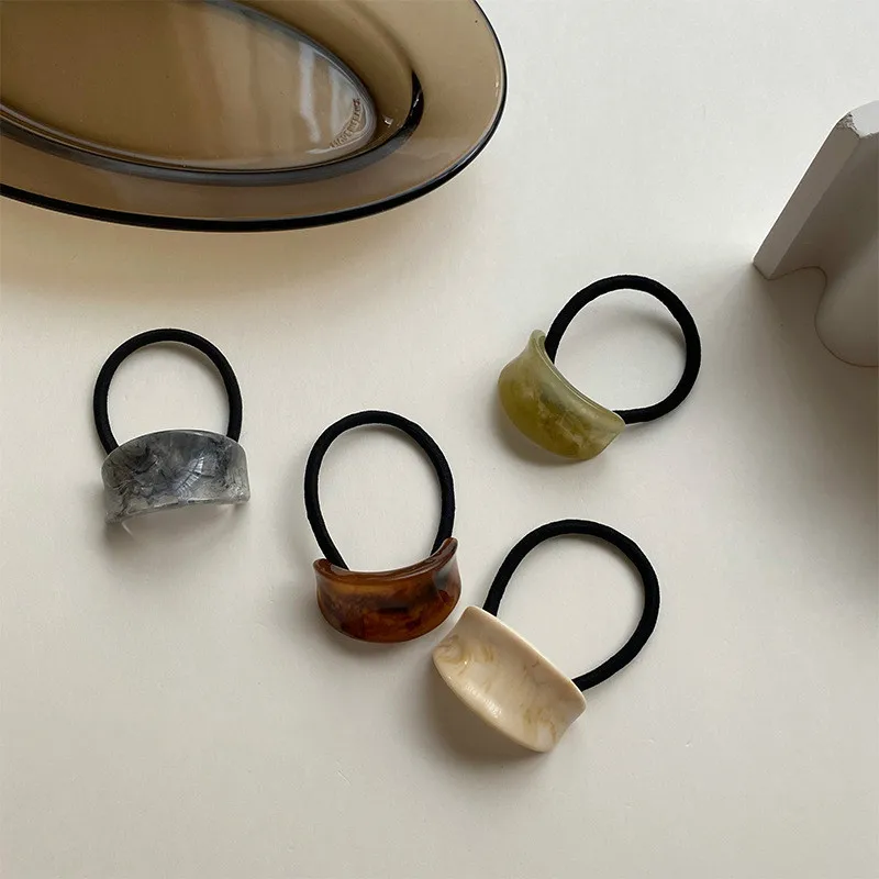 

Fashion Acetate Geometric Semicircle Buckle Hair Ties for Women Elastic Rubber Band Ponytail Head Accessories