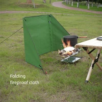 outdoor camping stove windshield foldable picnic windbreak cloth bbq grill windscreen windproof equipment with storage bag