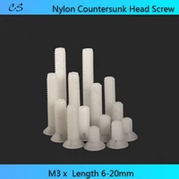 2050100200pcs m3 nylon plastic countersunk head phillips socket screw flat head plastic screw length 6 20mm machine screws