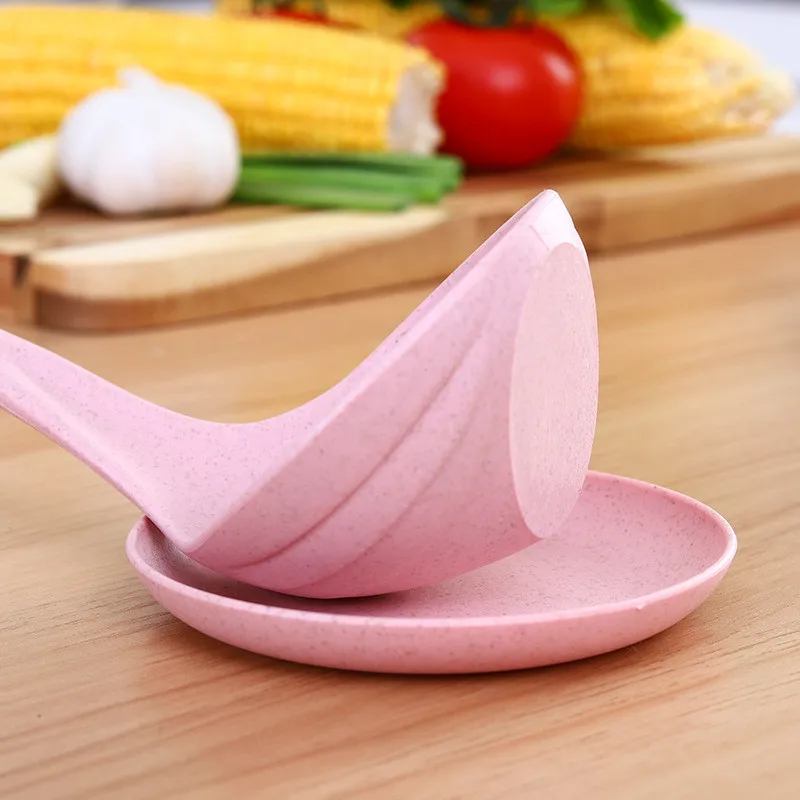 

Creative Long Handle Swan Soup Spoon With Tray Wheat Straw Tableware Soup Ladle Multifunction Dinnerware Kitchen Cooking Utensil