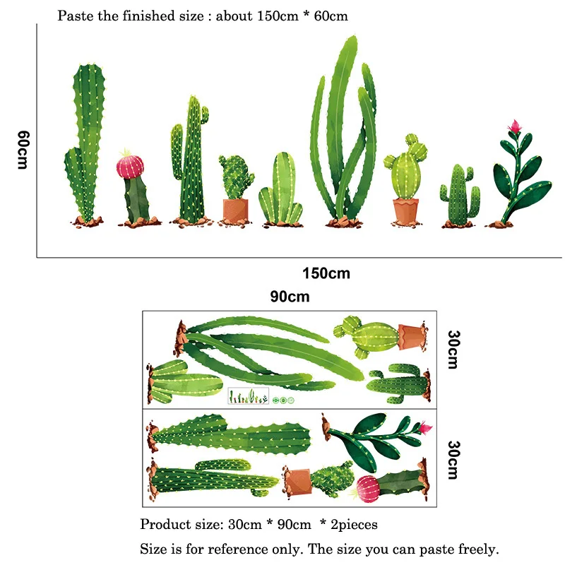 

Many types of cactus Green plants Wall Stickers Living room Bedroom background home decoration Mural Decal wall decor wallpaper