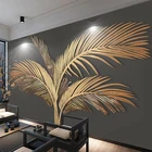 Пользовательские 3D настенные росписи современсветильник Роскошные абстрактные растения лист фотообои гостиная телевизор диван спальня Papel De Parede Fresco