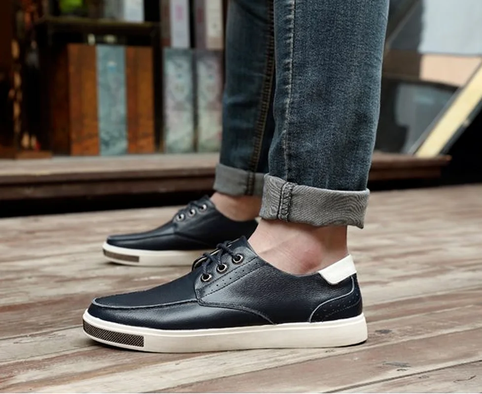

Newest High Quality Men's Casual Shoes Pu Leather Lace-up Fashion Low Heels Street Style All Match Business Shoes for Men KP196
