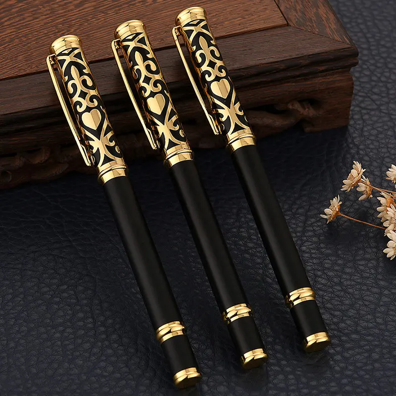 

High quality black metal classical gold student ballpoint pen men's signature ballpoint pen stationery office supplies