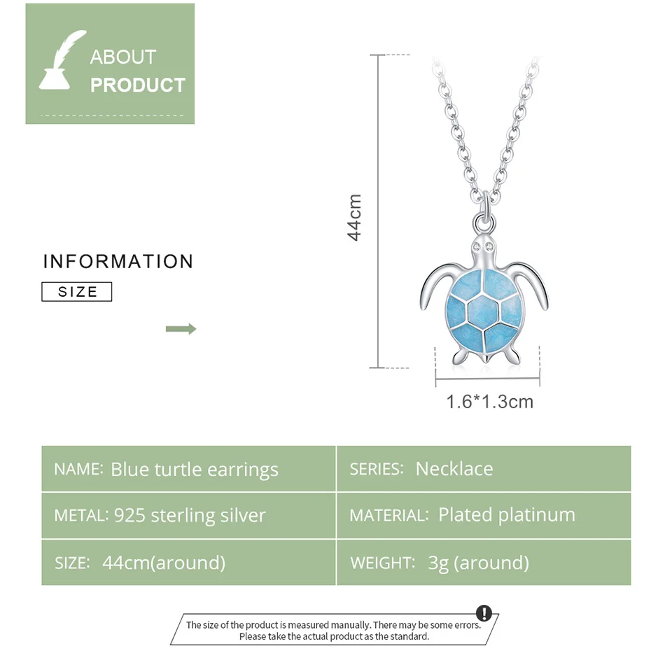 

Bisaer Romantic Blue Turtle Short Neckalce Elegant for Women Choker 925 Sterling Silver Girl Collier Fashion Jewelry Gift HSN446