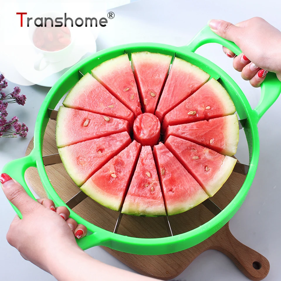 Cortador de Aço Transhome Melancia Slicer Inoxidável Tamanho Grande Fatiado Cantaloupe Frutas Divisor Cozinha Gadgets
