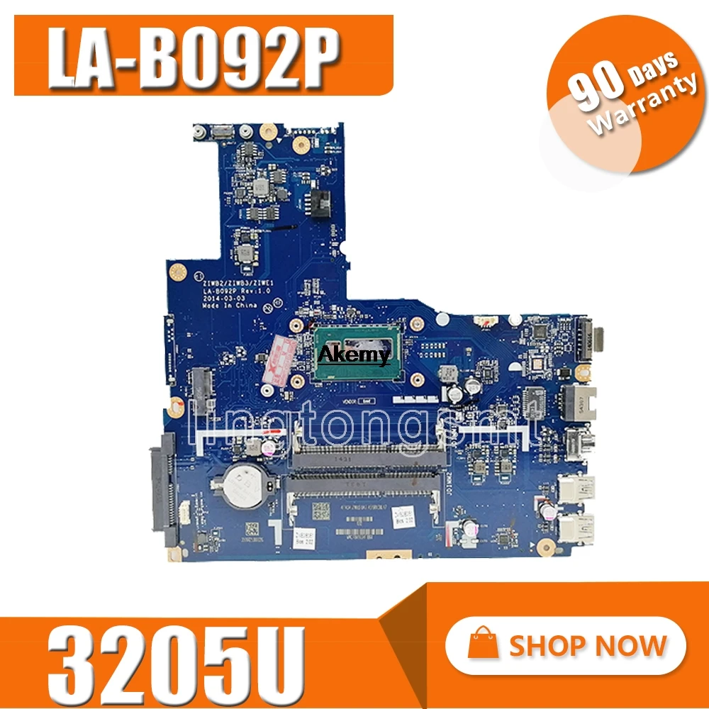 

ZIWB2/ZIWB3/ZIWE1 LA-B092P Rev:3.0 motherboard For Lenovo B50-80 Laptop motherboard ( For intel 3205U CPU ) 100% tested