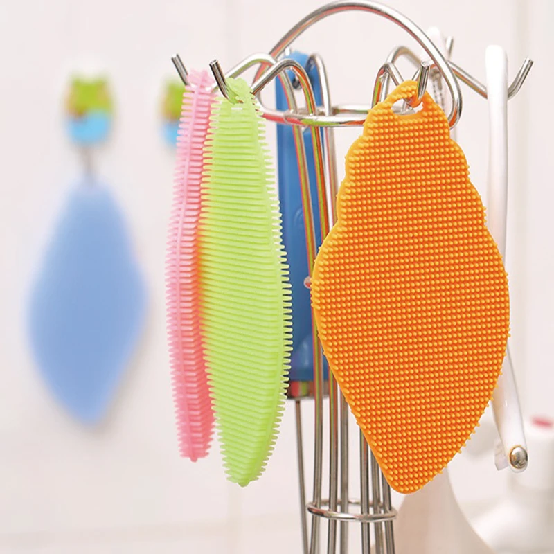 Силиконовая Чистящая Щетка в форме листа скребок для мытья посуды чистящие