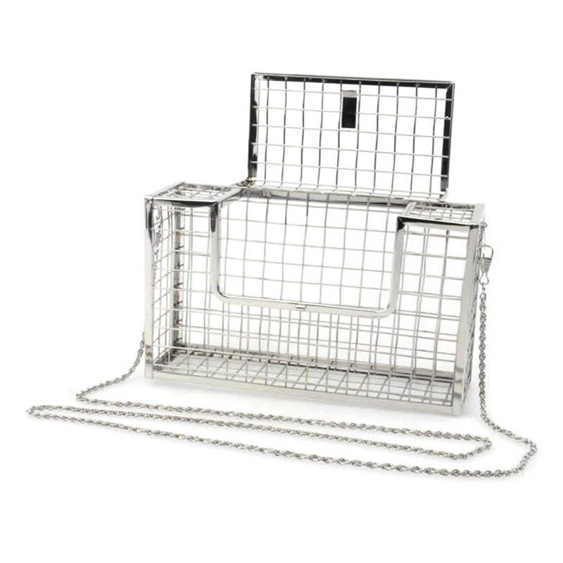 Металлическая ажурная Женская вечерняя сумка Наплечные сумки через плечо клатч