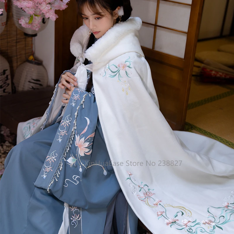 XinHuaEase Hanfu плащ Женское зимнее теплое пальто китайское толстое с капюшоном старое