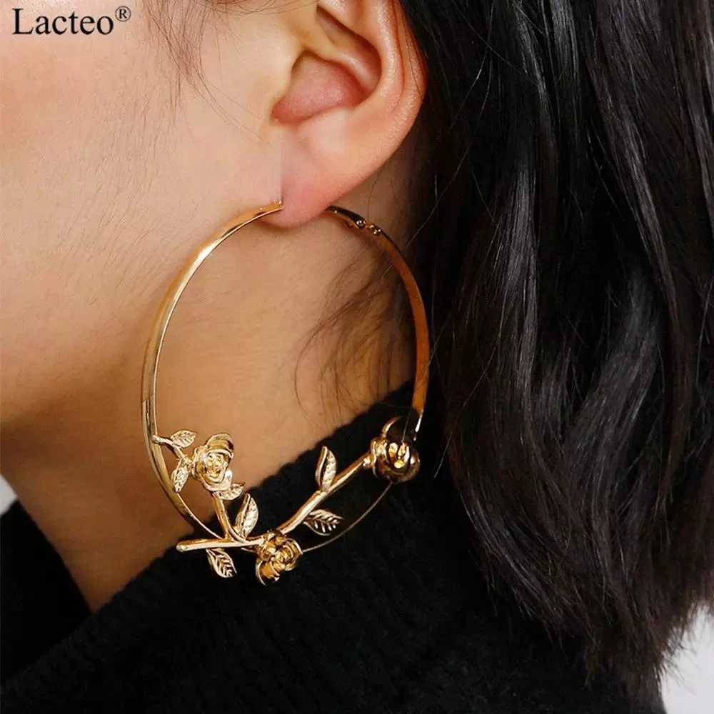 Женские большие круглые серьги-кольца laceso золотого цвета ювелирные изделия для