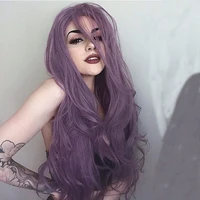 body wave lolita highligh hair dark light purple synthetic lace front wig curly cosplay frontal glueless wigs for black women