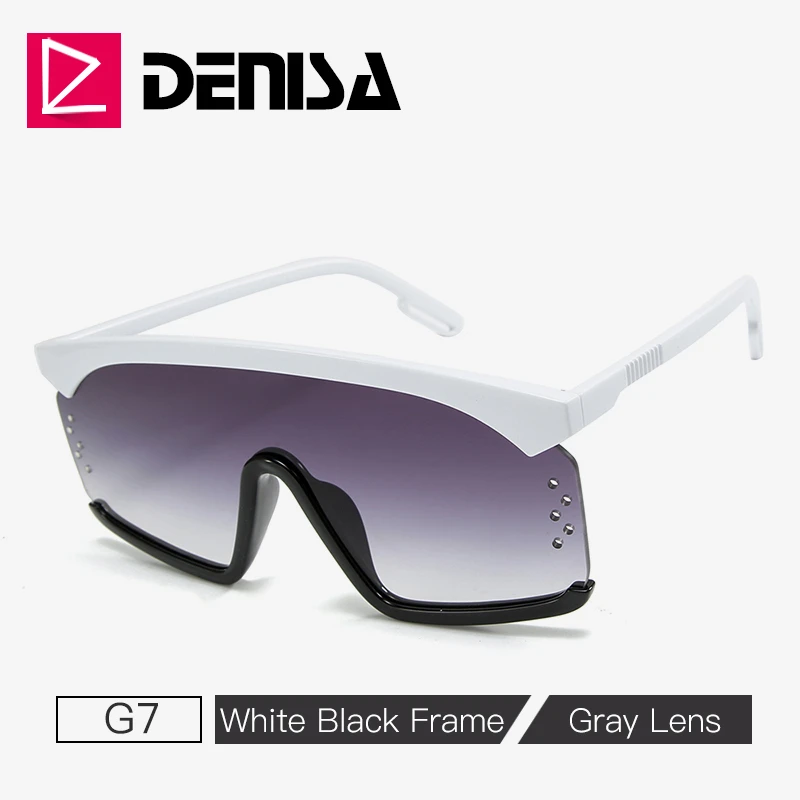 G7 Gray Sunglasses DENISA модные негабаритные женские солнцезащитные очки, брендовая дизайнерская квадратная большая рама, солнцезащитные очки с защитой от ультрафиолета для женщин G2087 - Цвет линз: G7 Gray Sunglasses