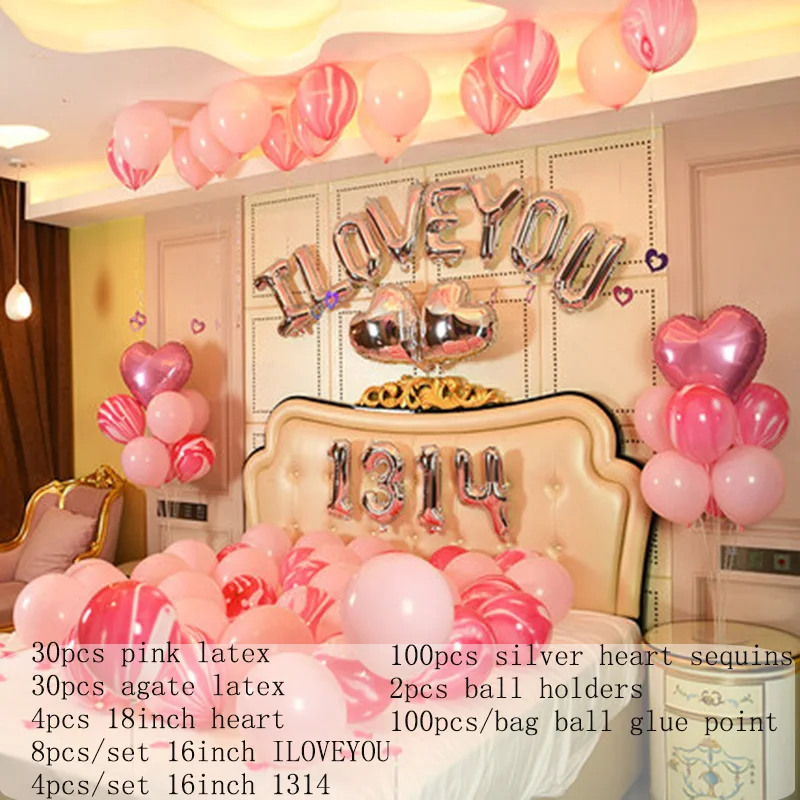 

1set Wedding Birthday Party Decorations Valentine's Day Mariage Supplies Letter Foil Balloons Heart Helium Golos Latex Balls