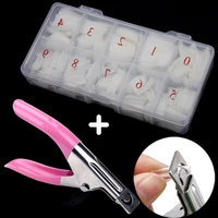500pcsbox clear false nail tips artificial capsule with nails cutter coffin french full cover fake fingernails manicure tools