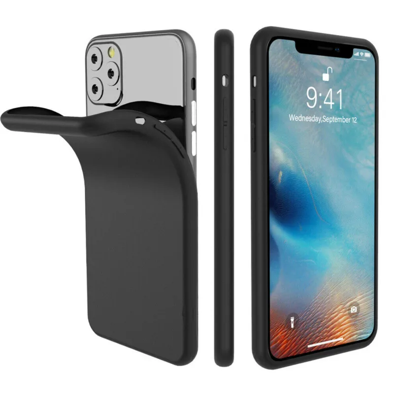 Silicone Ultra Thin Slim Soft Gel Cover Rubber Case For iPhone 11 PRO MAX Luxury Phone - Matte Black 2019 New |