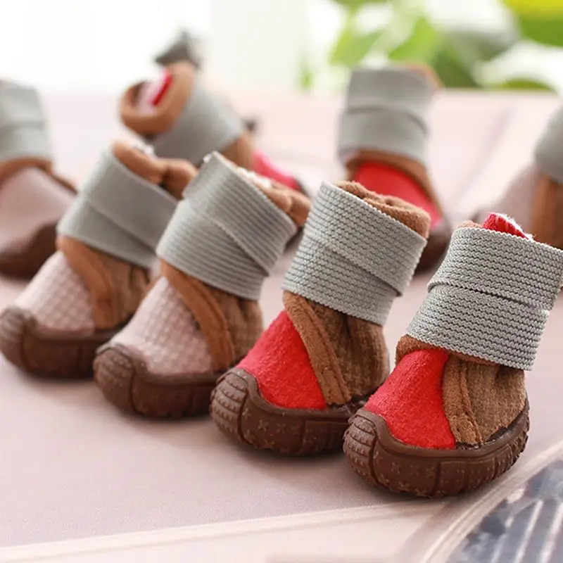 

4Pcs/Set Dog Boots Waterproof Dog Shoes, Dog Booties with Reflective Rugged Anti-Slip Outdoor Dog Rain/Snow Boots