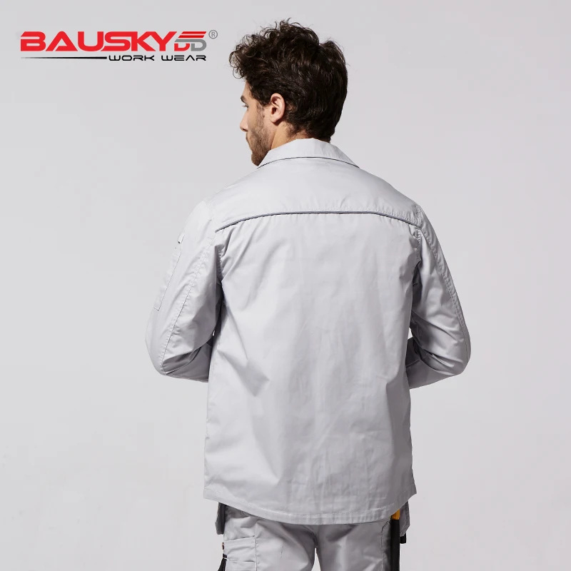 Bauskydd B229 Рабочая одежда мужская Осенняя Рабочая Рубашка Серый комбинезон защитная Рабочая одежда весна комфорт дышащий материал