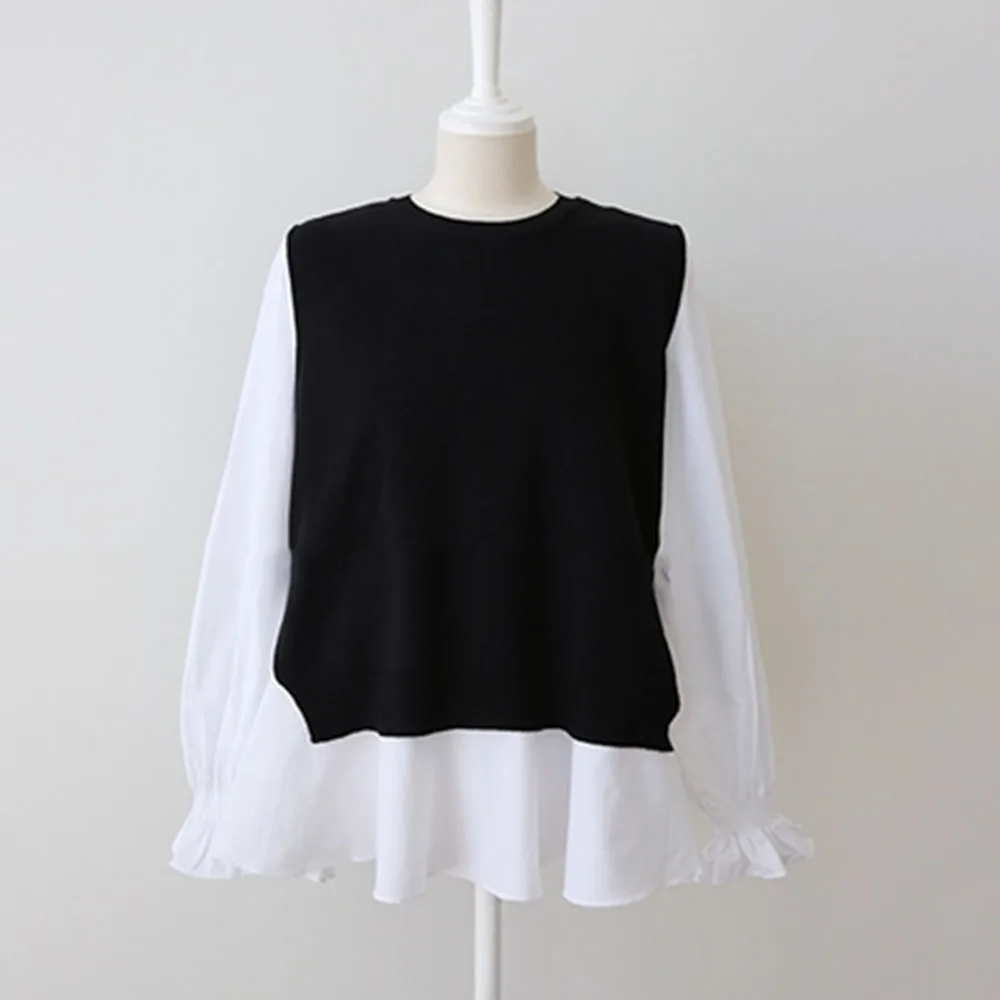 Женская одежда из 2 предметов осенняя Футболка с оборками и длинным рукавом