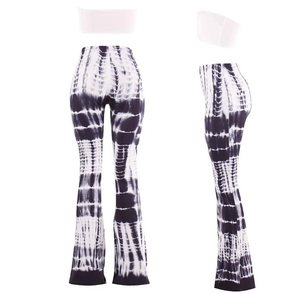 

Women Summer Sexy Print Flared Trousers High Waist Wide Leg Long Pants Trousers