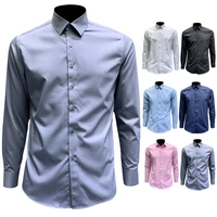 2021 spring autumn new fashion casual mens pure color single breasted slim business casual long sleeve mens shirt