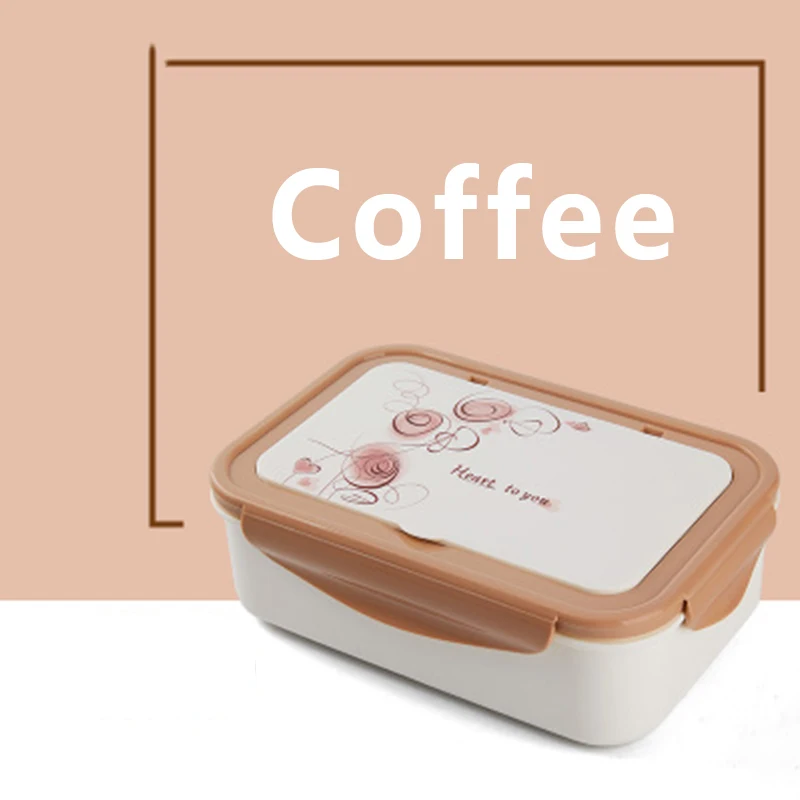 Coffee 1400 мл, японский контейнер для обеда, Bento box, контейнер для хранения еды, Bento с ложками, палочки для еды для детей - Цвет: Coffee