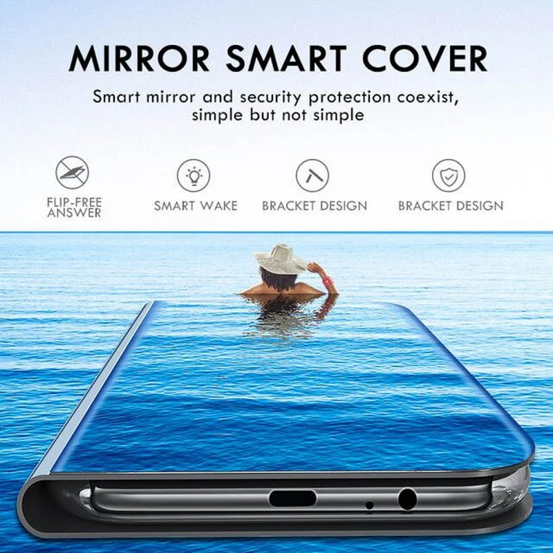 Smart Case For Samung A 10 20 30 40 50 70 Flip Stand Cases For Samsung Galaxy A10 A20 A20e A30 A40 A50 A70 View Mirror Cover images - 6