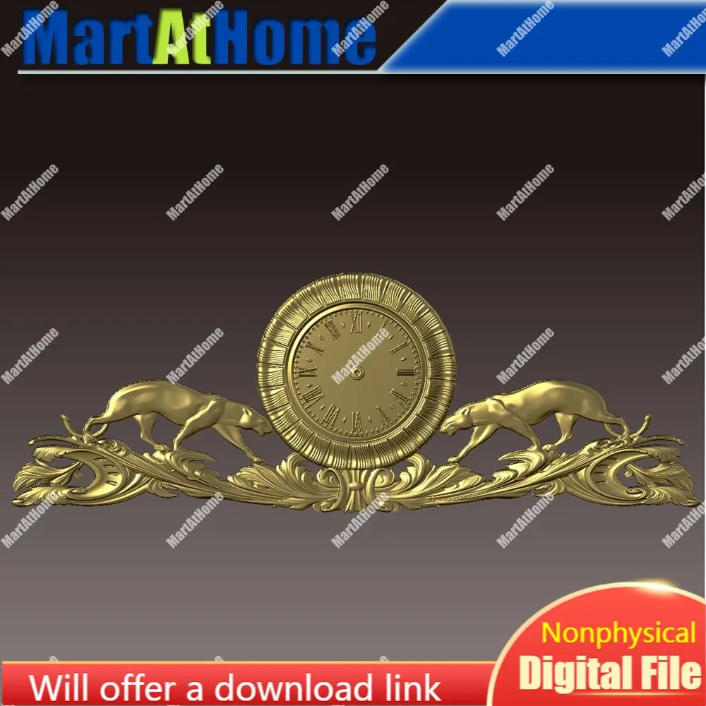 Часы с двумя гепардами 3D STL модель для ЧПУ гравировки и печати рельеф поддержка